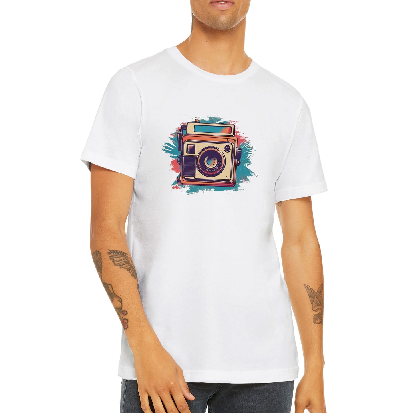 Kunstwerk-T-Shirt – Polaroid-Kamera Vintage-Kunstwerk Nummer 1 – Premium-Unisex-T-Shirt