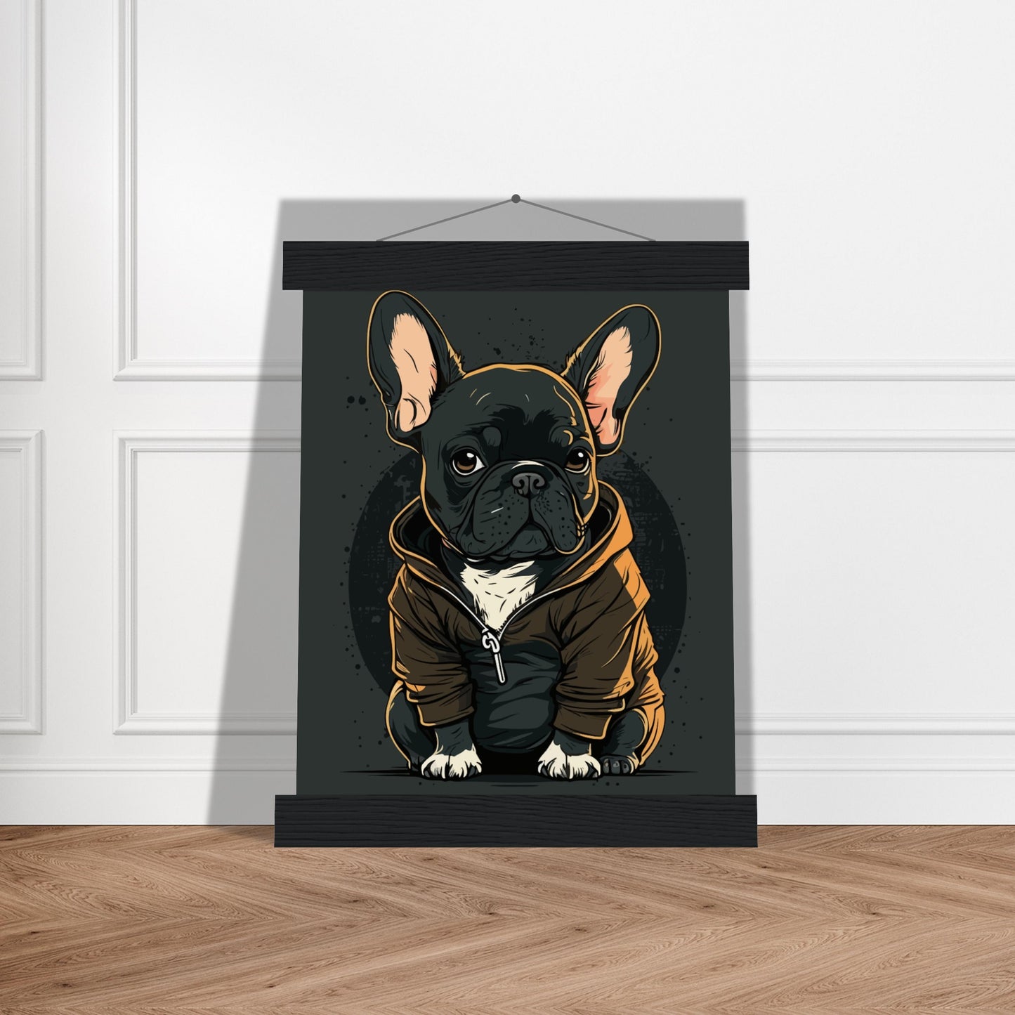 Poster - French Bulldog Dark Hoodie Artwork - Premium Matte Paper with Hanger