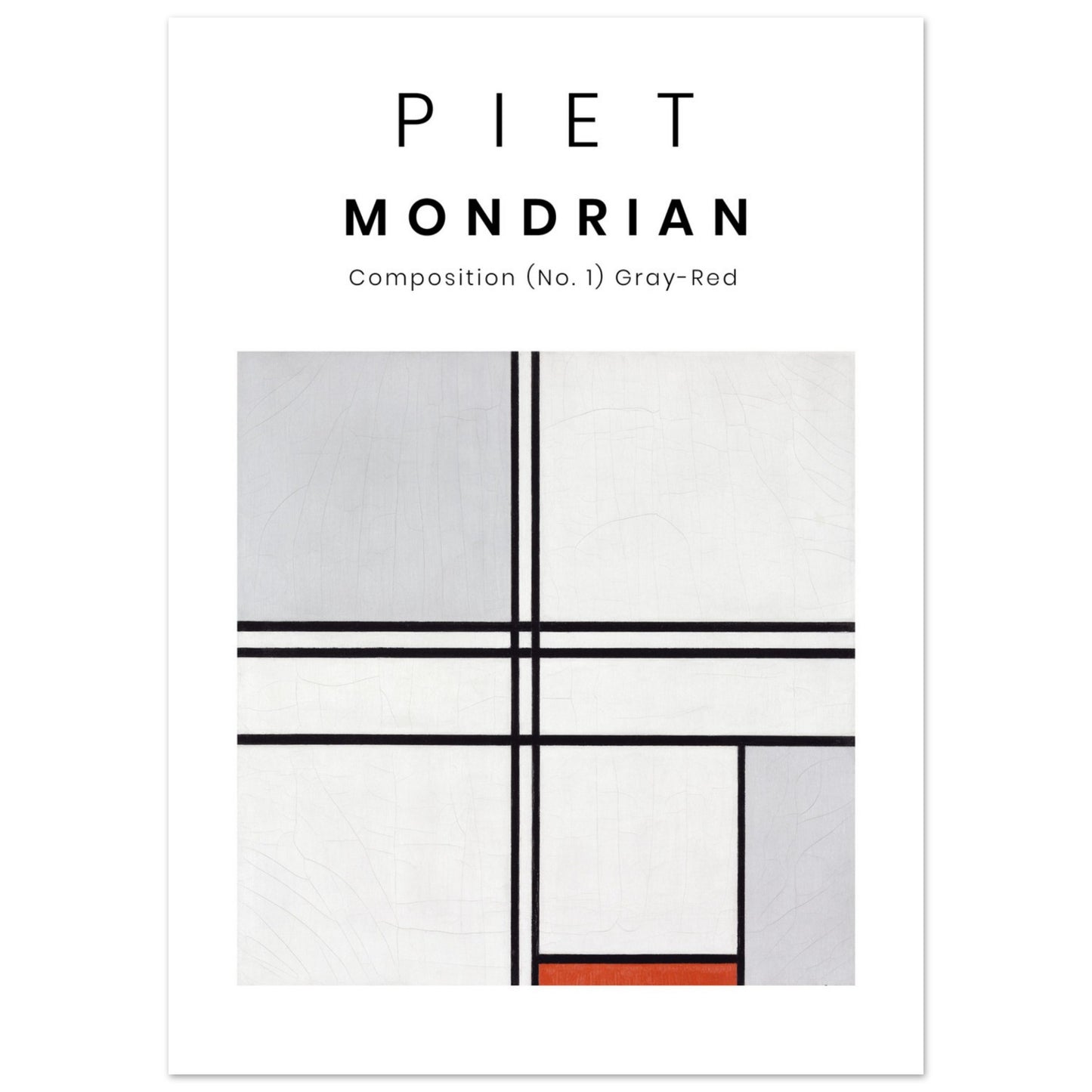 Plakat - Piet Mondrian - Grau-Rotes Gemälde (1935). Original vom Art Institute of Chicago.