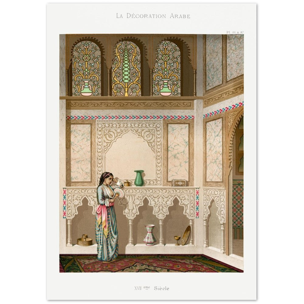 Poster Vintage Arabesque Living Room Lithograph Plate No. 86 & 87, Emile Prisses Avennes