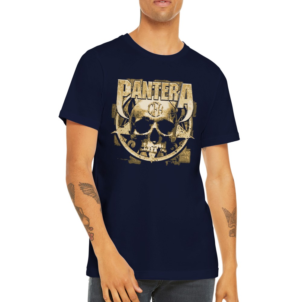 Musik-T-Shirt - Pantera-Grafik - Pantera-Schädel-Pixel-Premium-Unisex-T-Shirt