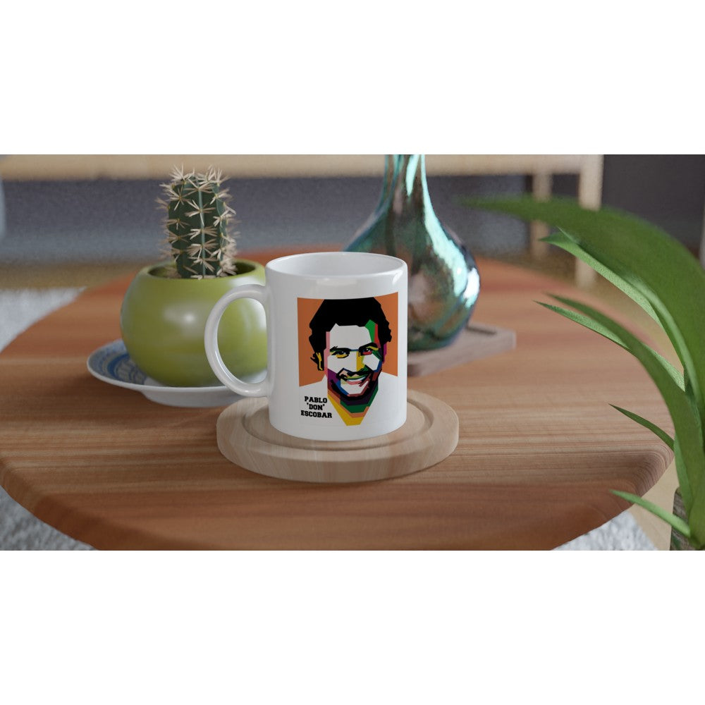 Pablo „Don Escobar“-Tasse – Retro-Artwork (weiße Keramik, 330 ml)