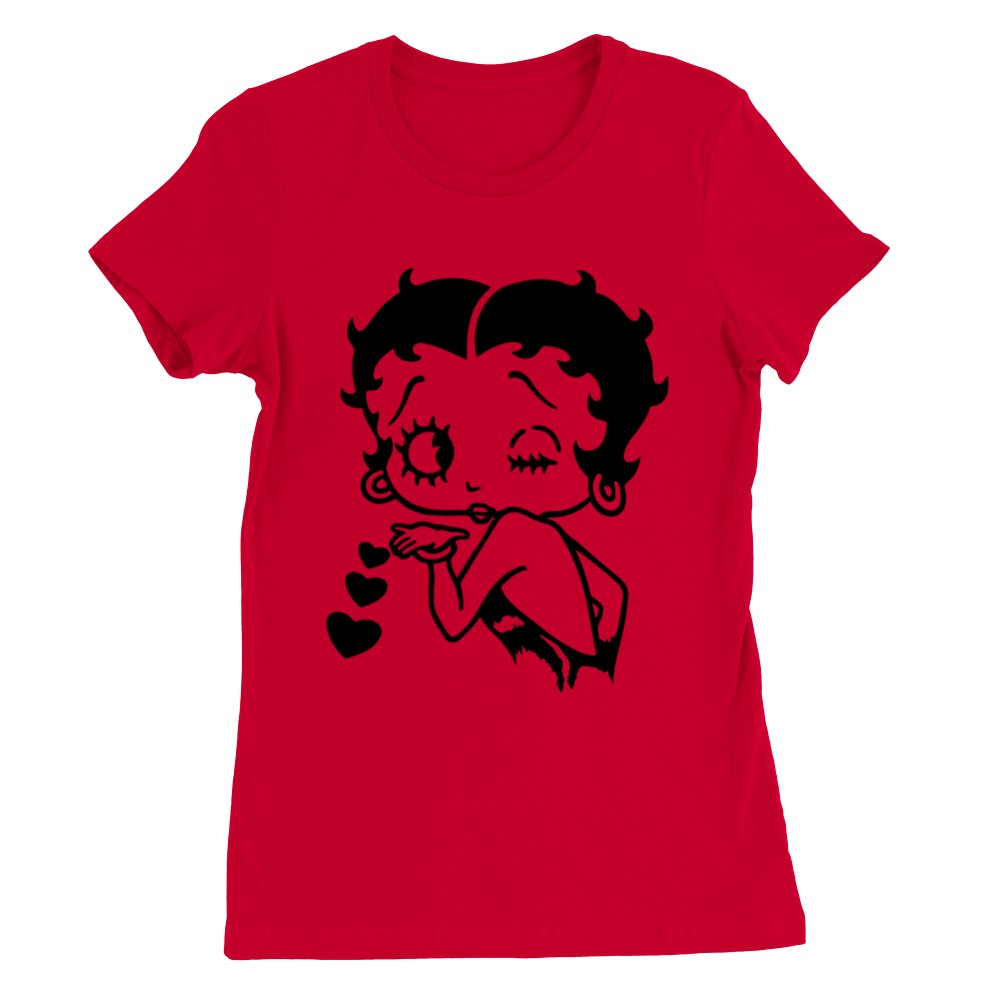 T-Shirt – Betty Boop Kisses Artwork – Premium Damen T-Shirt mit Rundhalsausschnitt