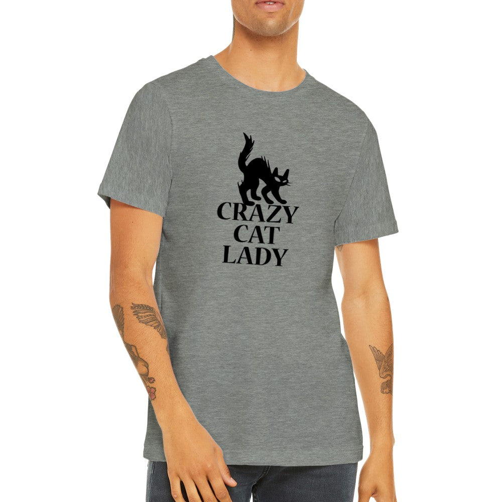 Verrückte Katzenlady – Lustiges T-Shirt (Premium Unisex)