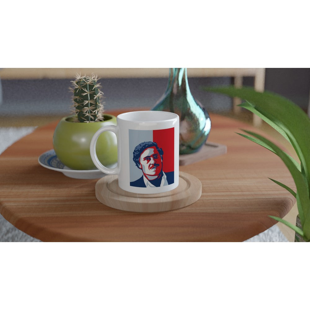 Pablo Escobar – Retro Artwork Krus (Hvid Keramik 330 ml)