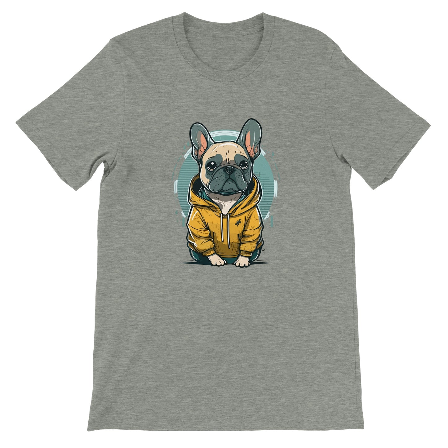 Hunde T-shirt - Fransk Bulldog Lys og Gul hoodie Artwork - Premium Unisex T-shirt