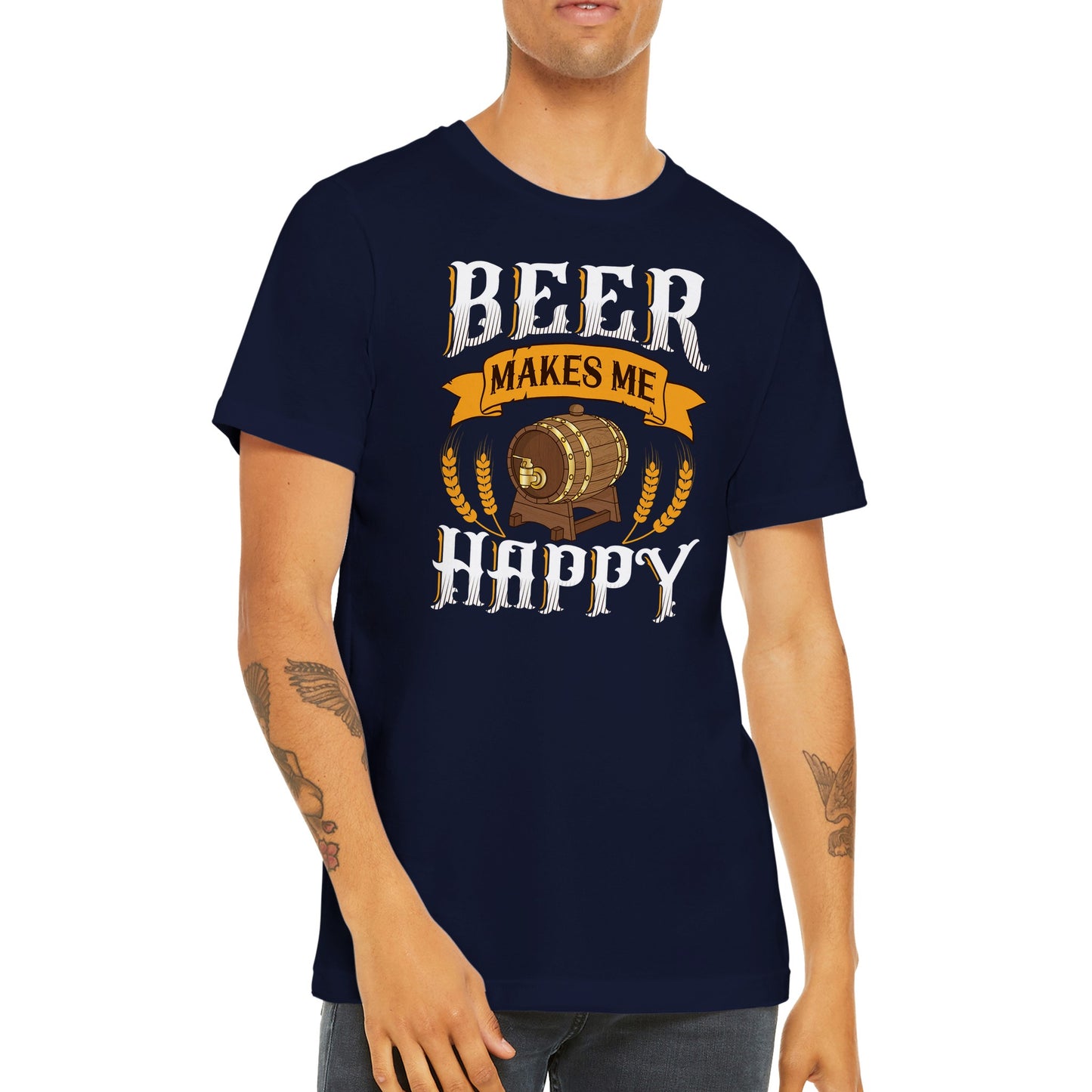 Funny T-shirts - Beer Makes Me Happy - Premium Unisex T-shirt 