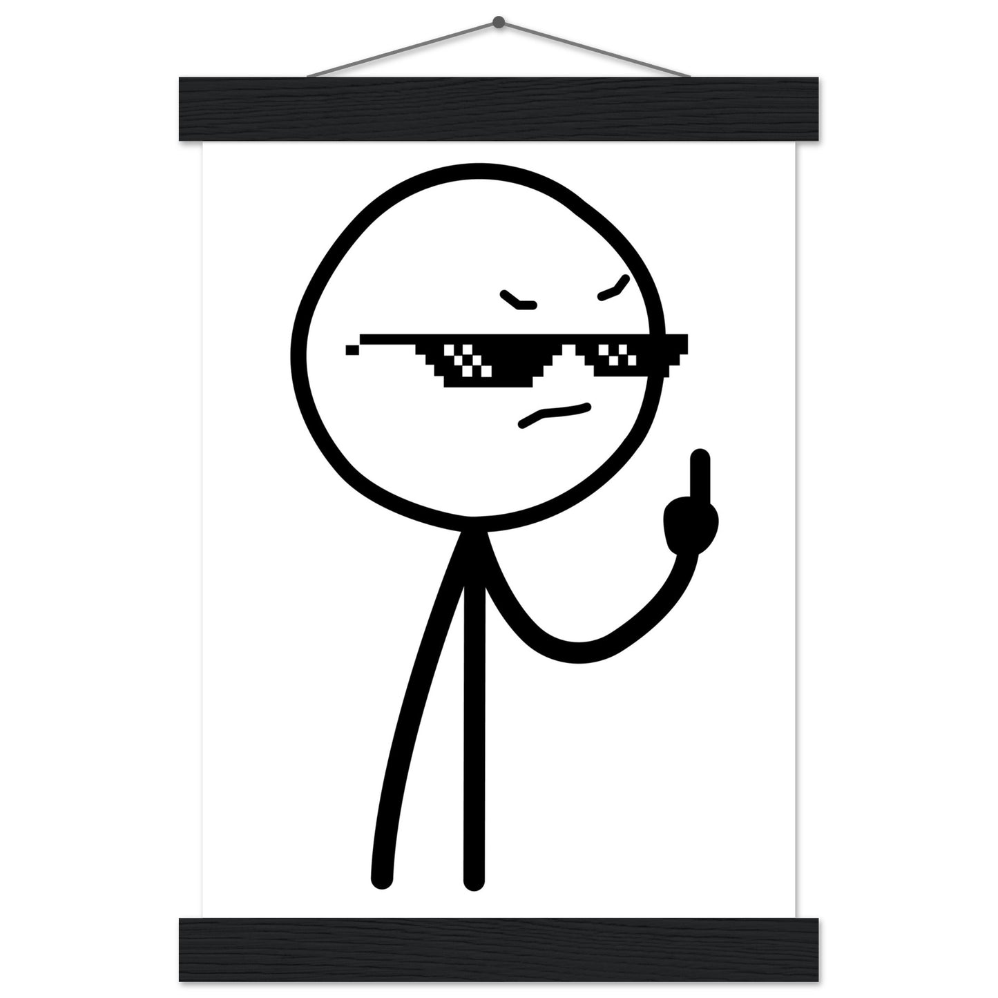 Sjove Plakater - Middlefinger Thug Artwork Drawing - Premium Mat Plakat Papir med Hanger