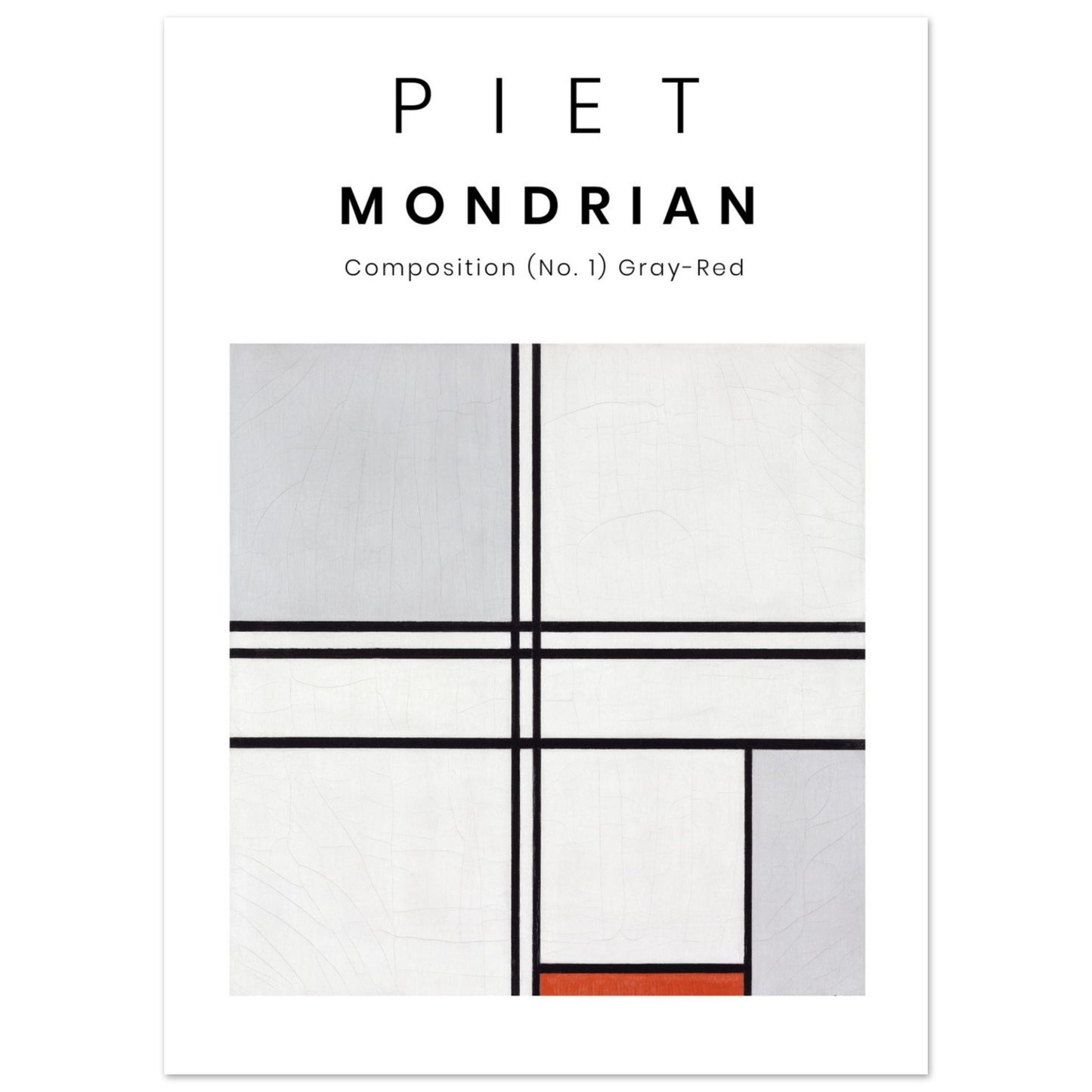 Plakat - Piet Mondrian - Grau-Rotes Gemälde (1935). Original vom Art Institute of Chicago. 