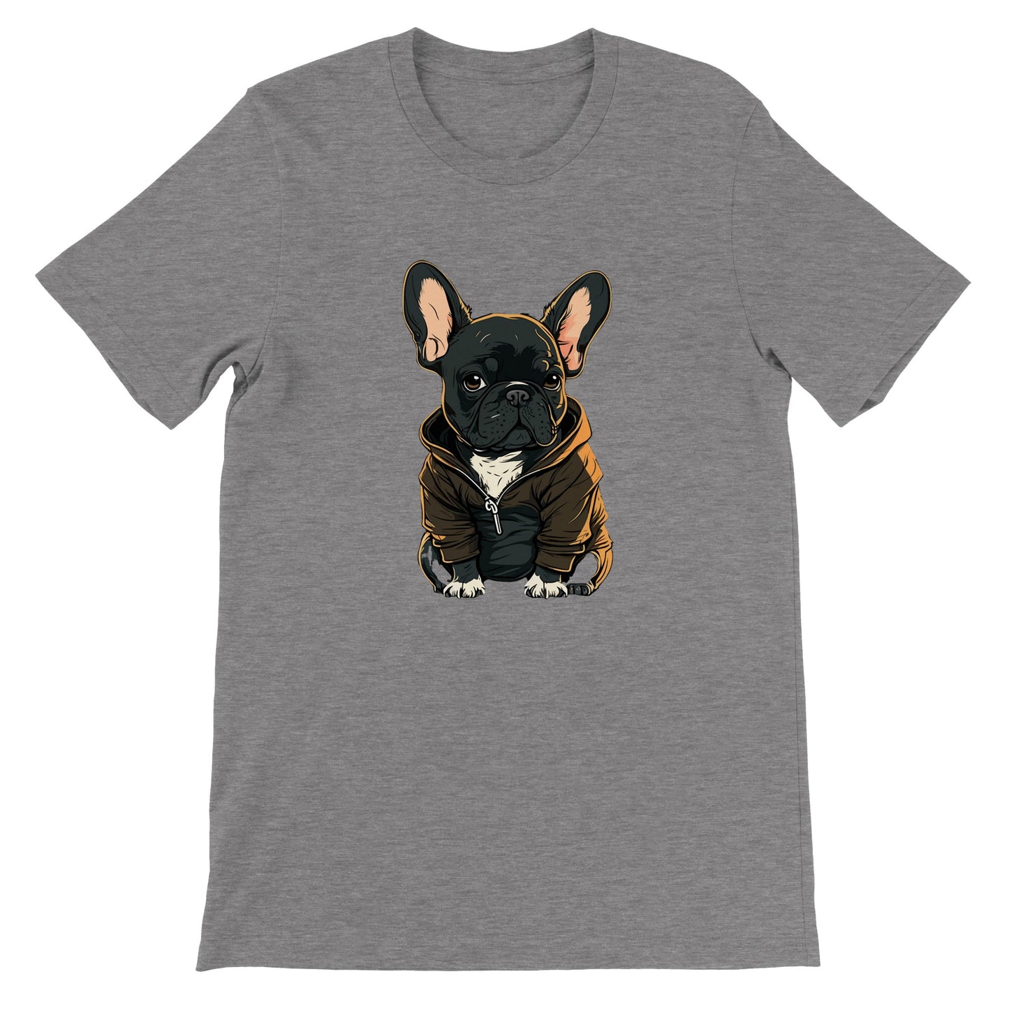 Hunde-T-Shirt – Französische Bulldogge, dunkles Hoodie-Kunstwerk – Premium-Unisex-T-Shirt