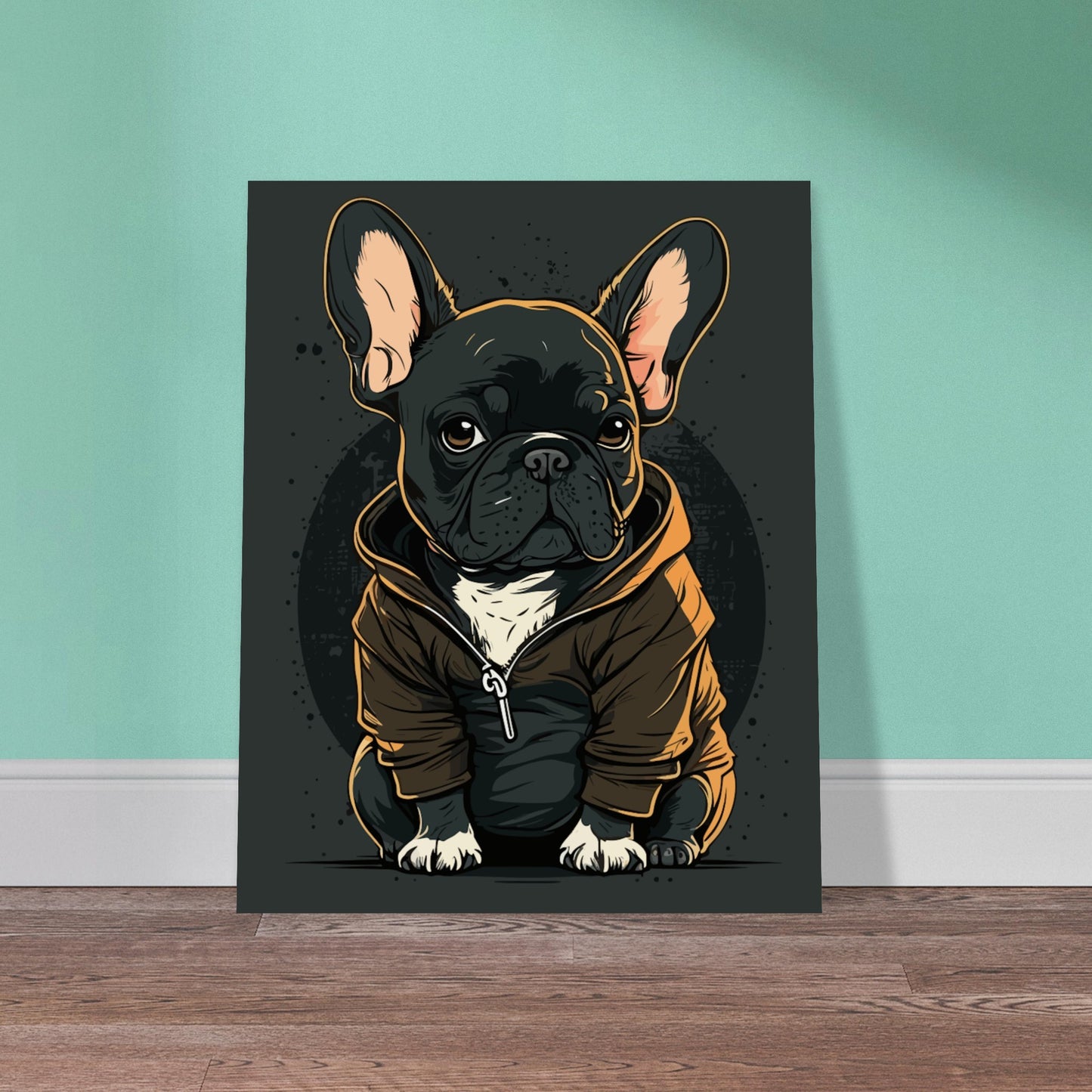 Poster – Französische Bulldogge Dark Hoodie Artwork – Premium mattes Posterpapier 