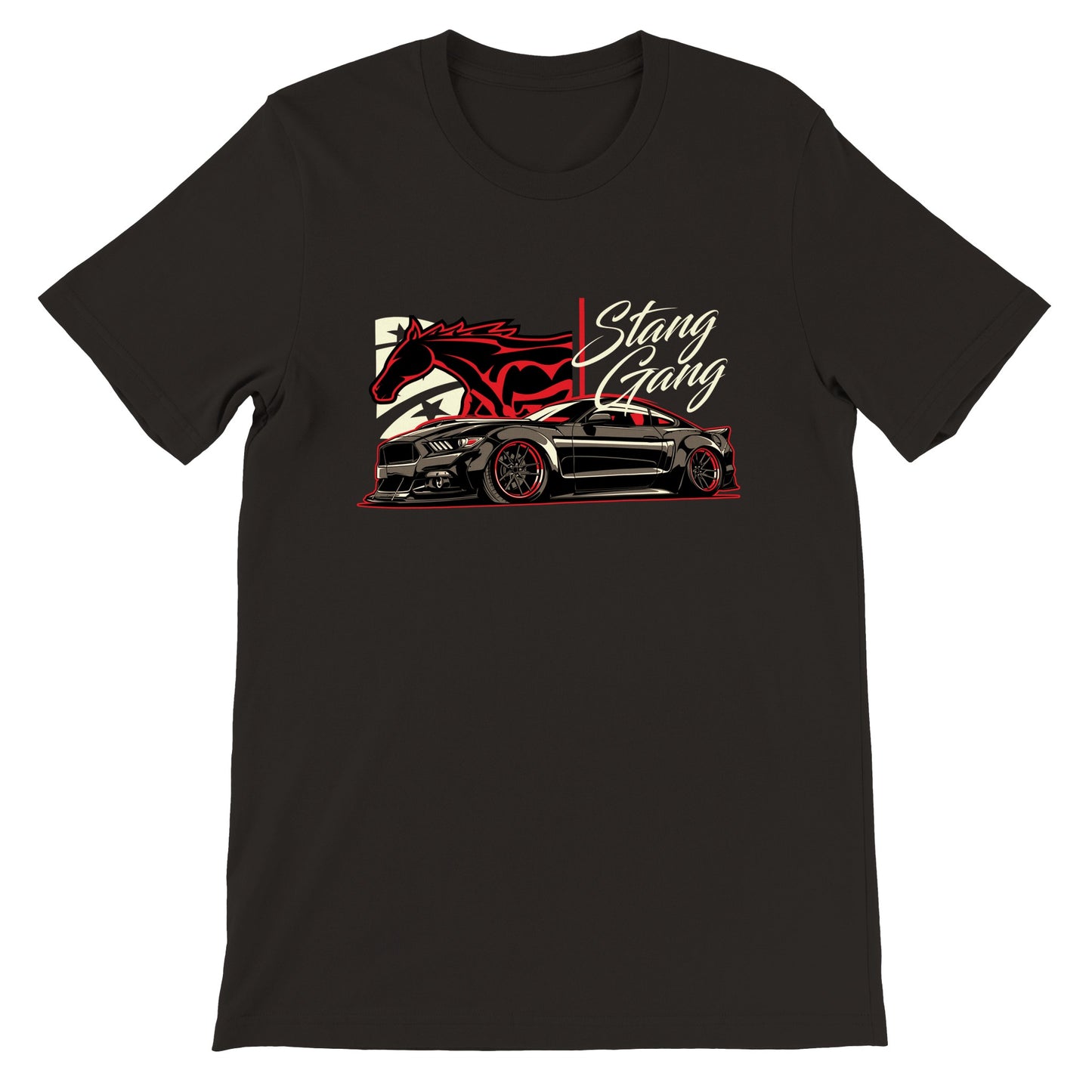 Auto-T-Shirt – Mustang-Kunstwerk – Stang Gang – Premium-Unisex-T-Shirt 