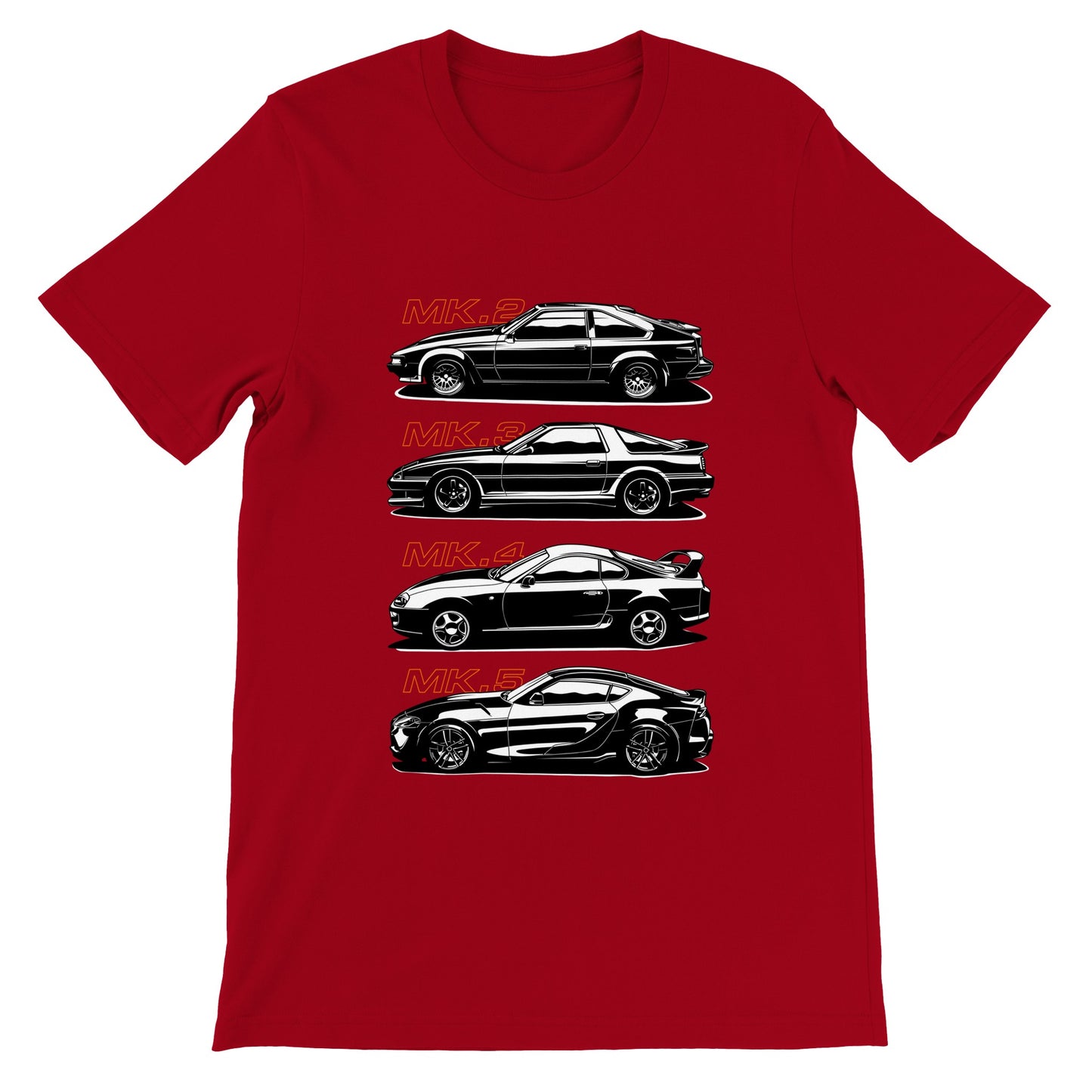 Car T-shirt - The History of Supra Artwork - Premium Unisex T-shirt