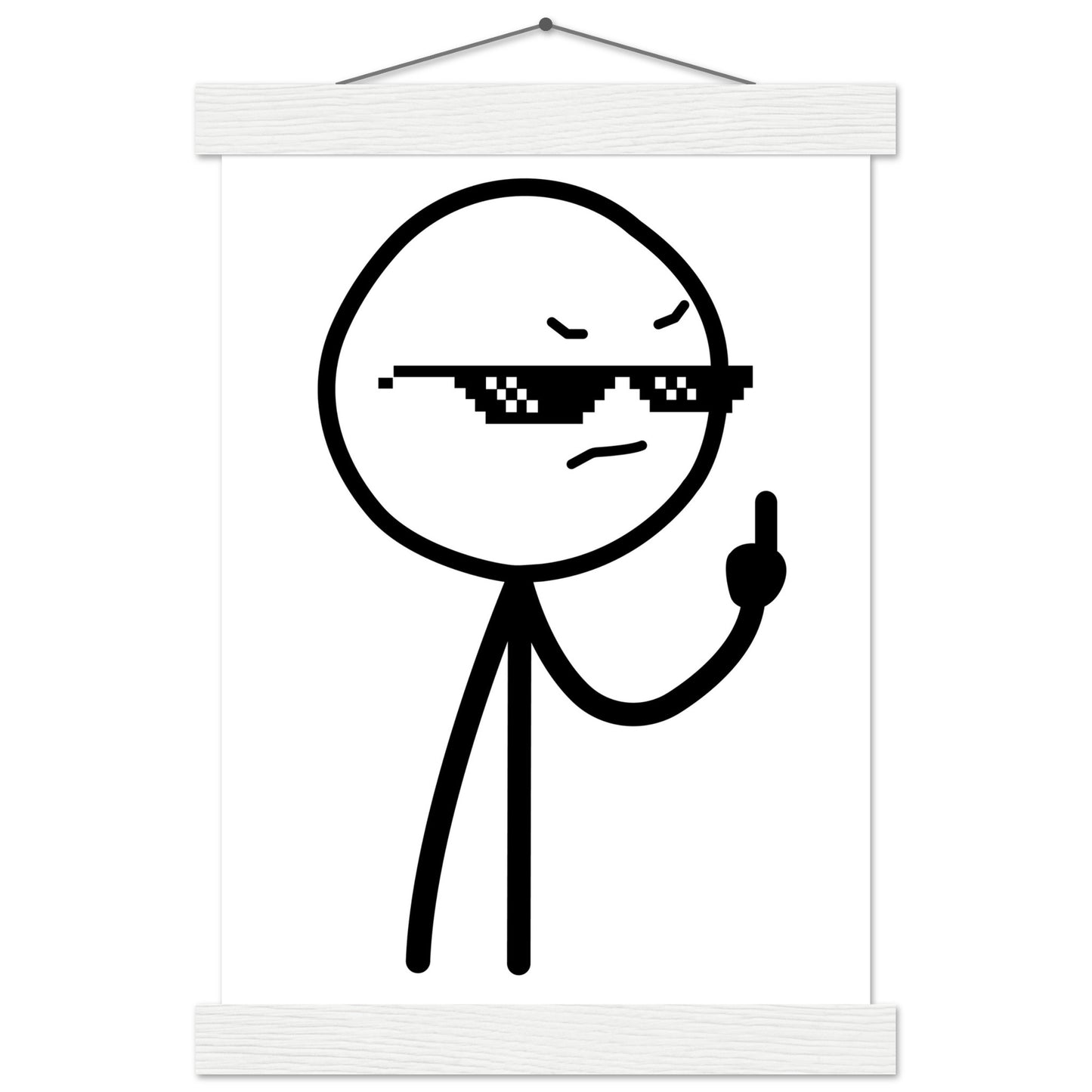 Sjove Plakater - Middlefinger Thug Artwork Drawing - Premium Mat Plakat Papir med Hanger