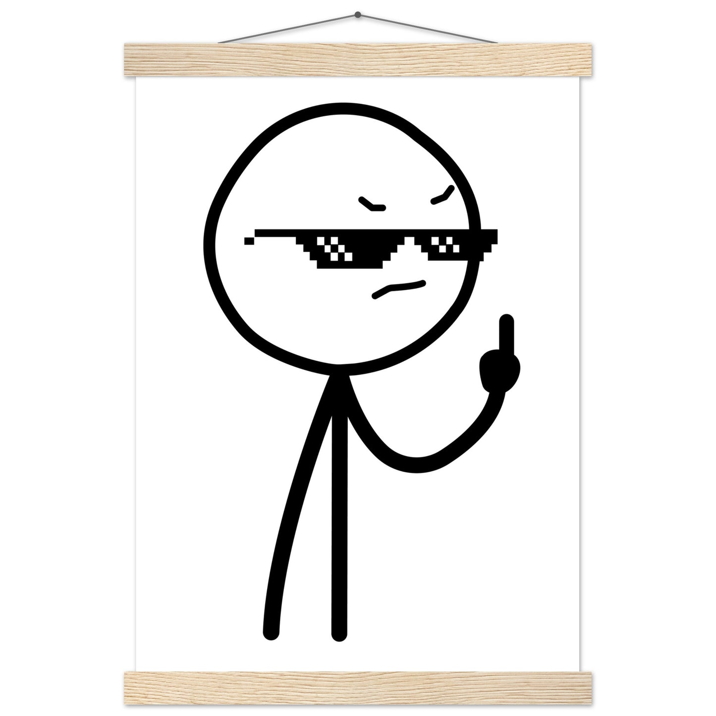 Sjove Plakater - Middlefinger Thug Artwork Drawing - Premium Mat Plakat Papir med Hanger