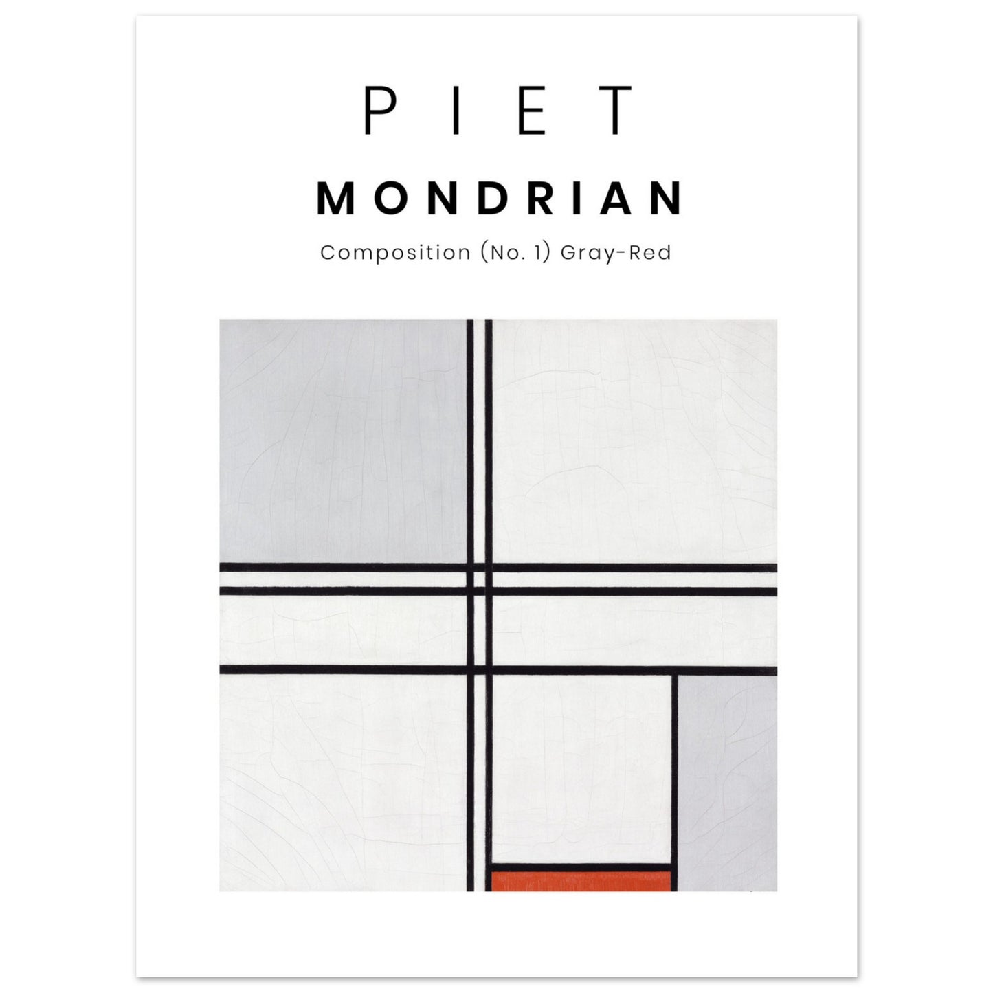 Plakat - Piet Mondrian - Grau-Rotes Gemälde (1935). Original vom Art Institute of Chicago. 