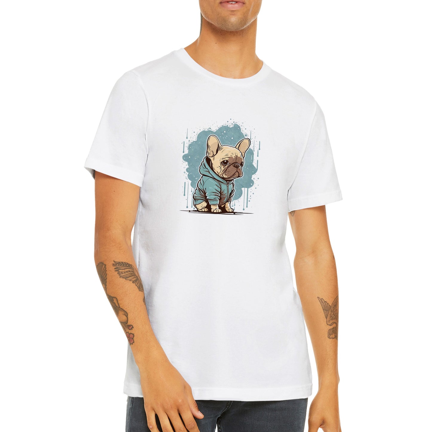 Hunde-T-Shirt – leichte französische Bulldogge, leichtes T-Shirt-Kunstwerk – Premium-Unisex-T-Shirt