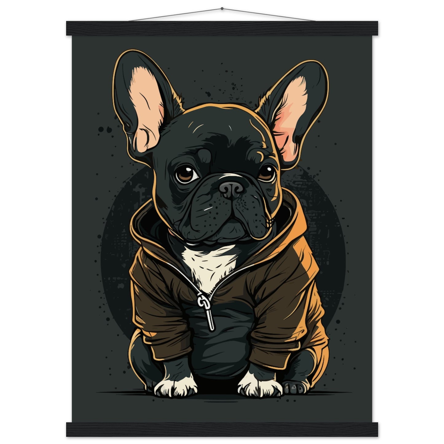 Poster - French Bulldog Dark Hoodie Artwork - Premium Matte Paper with Hanger 