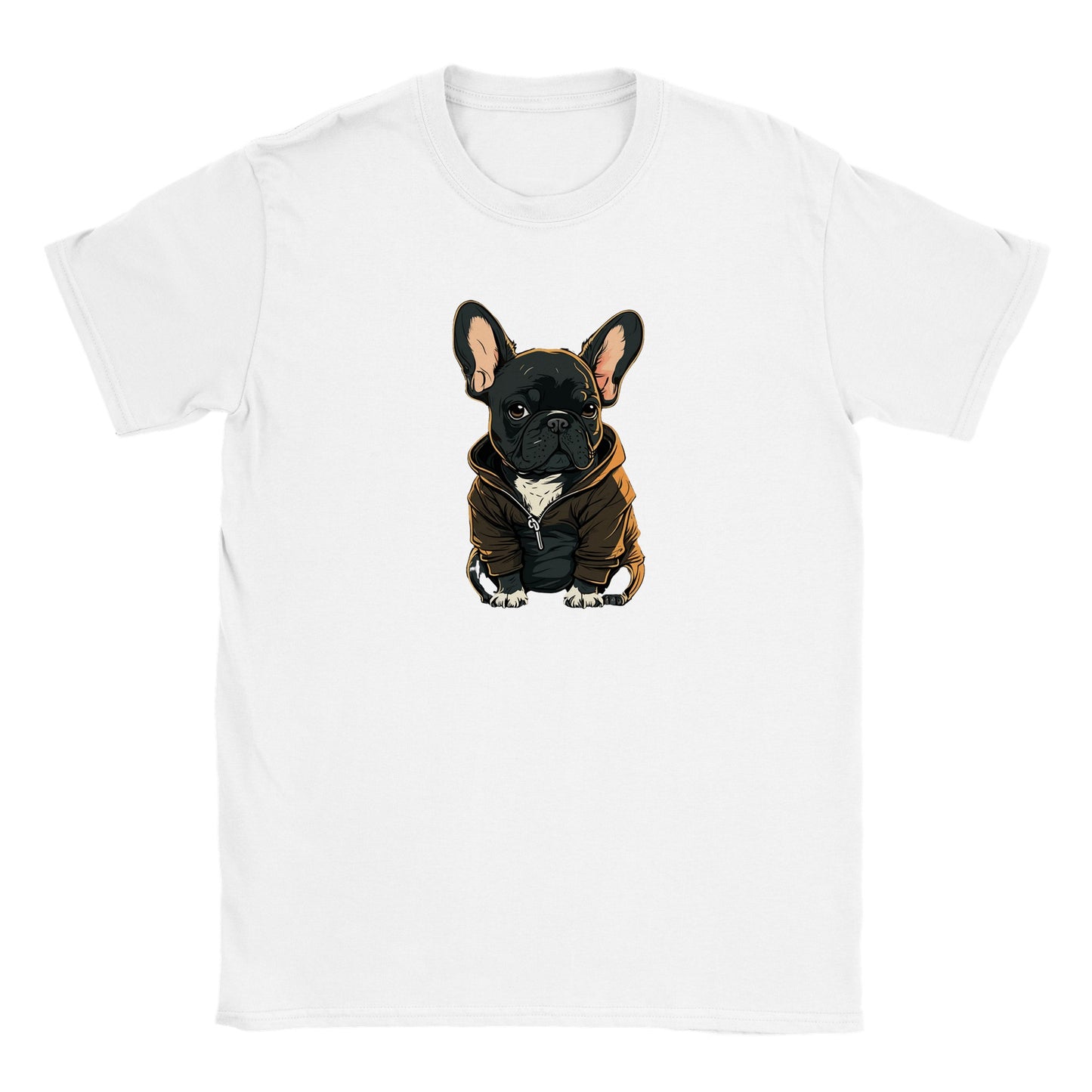 Hunde T-shirt - Fransk Bulldog Dark Hoodie Artwork - Klassisk Børne T-shirt
