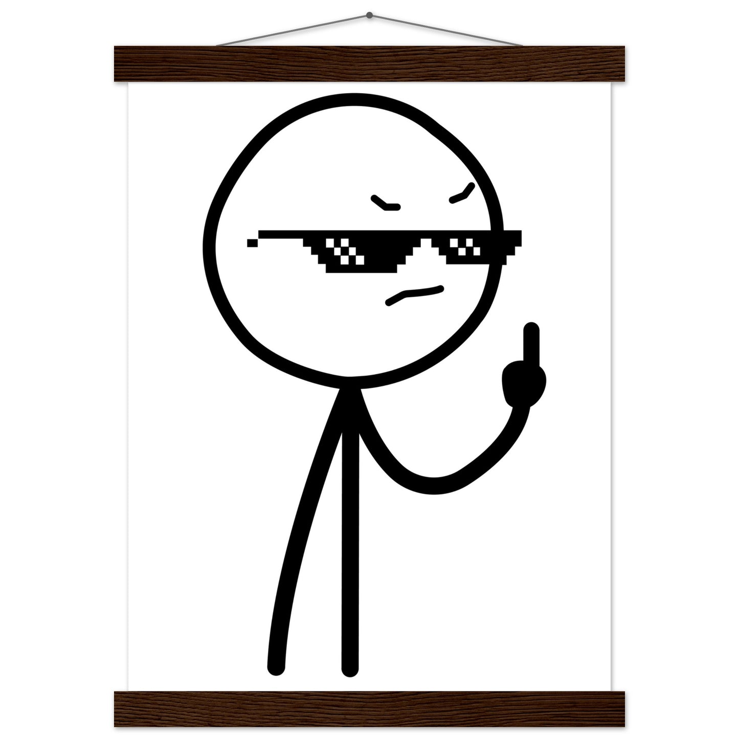 Sjove Plakater - Middlefinger Thug Artwork Drawing - Premium Mat Plakat Papir med Hanger