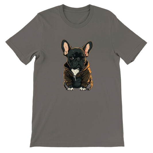 Hunde T-shirt - Fransk Bulldog Dark Hoodie Artwork - Premium Unisex T-shirt