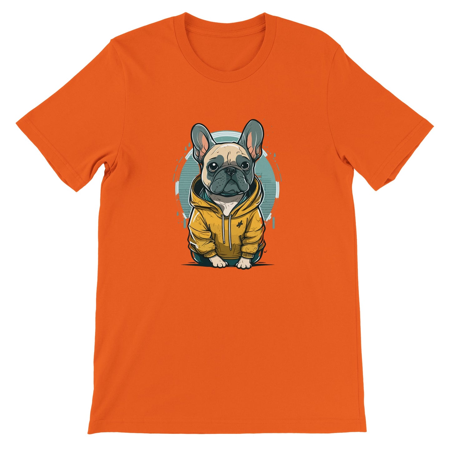 Hunde T-shirt - Fransk Bulldog Lys og Gul hoodie Artwork - Premium Unisex T-shirt