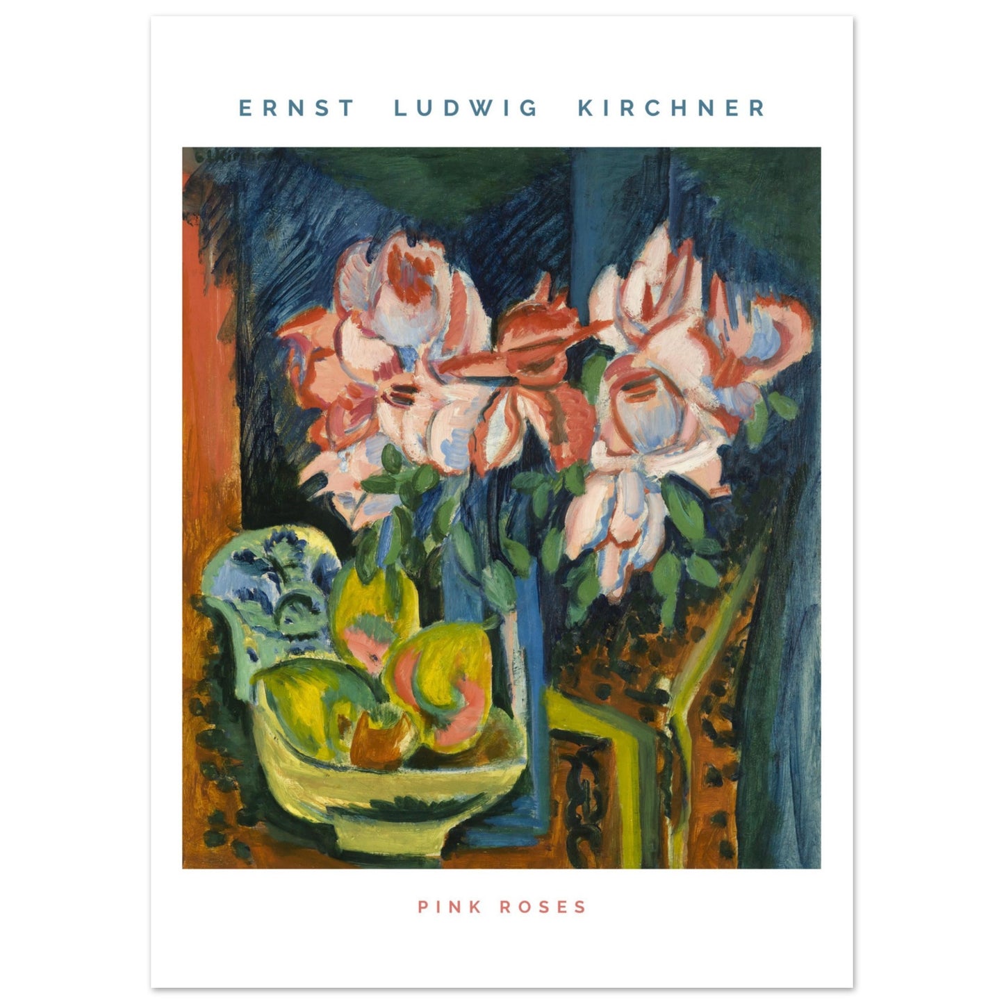 Poster - Ernst Ludwig Kirchner - Vintage - rosa Rose - Wandkunstdekoration