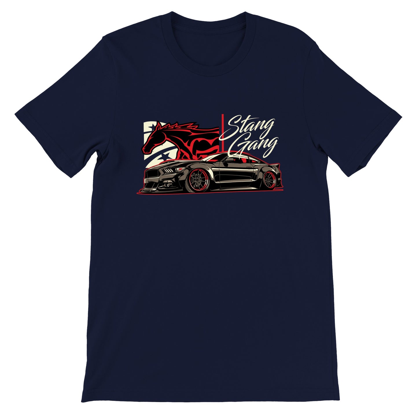 Auto-T-Shirt – Mustang-Kunstwerk – Stang Gang – Premium-Unisex-T-Shirt 