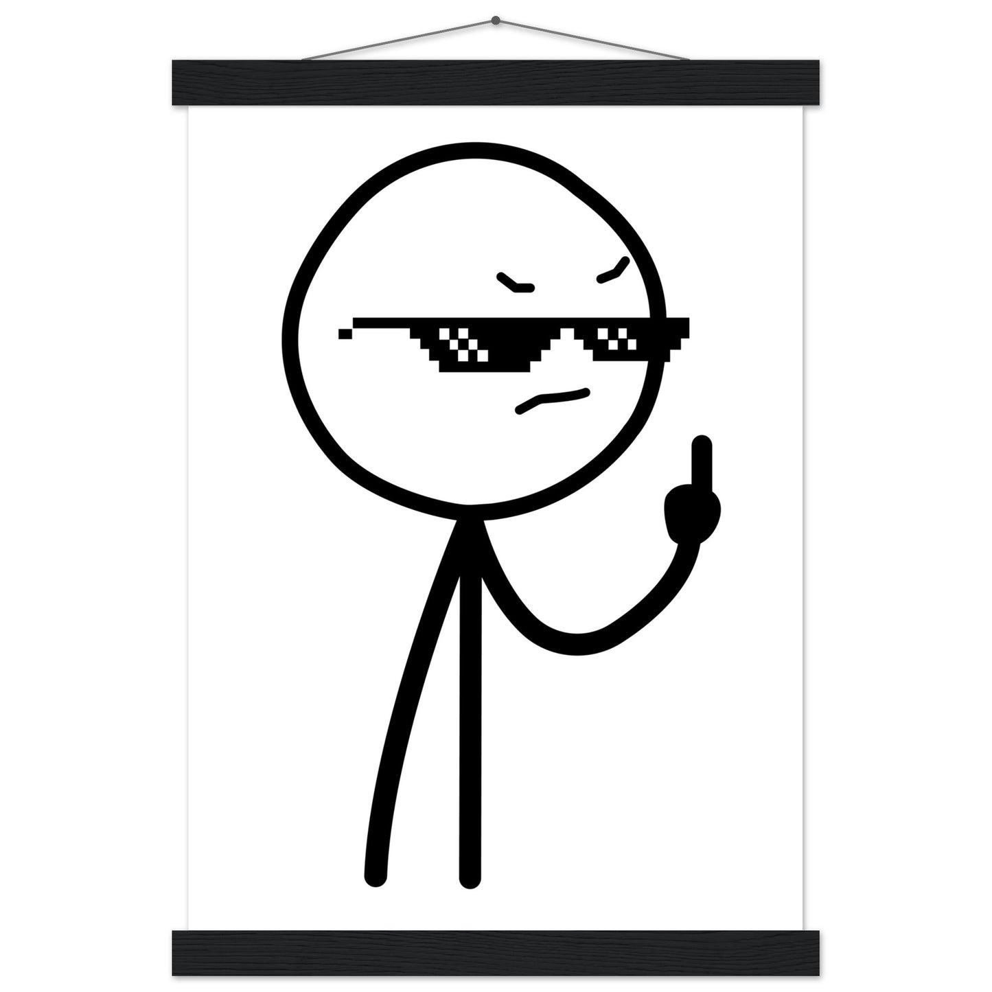 Sjove Plakater - Middlefinger Thug Artwork Drawing - Premium Mat Plakat Papir med Hanger