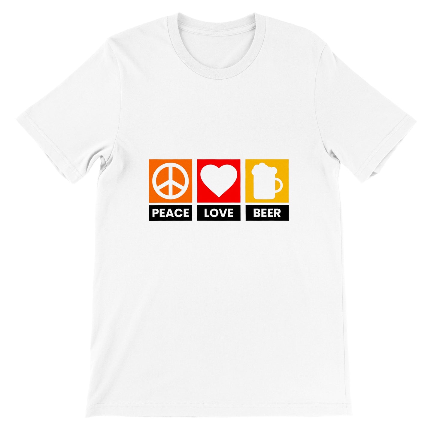 Funny T-shirts - Peace Love Beer - Premium Unisex T-shirt 