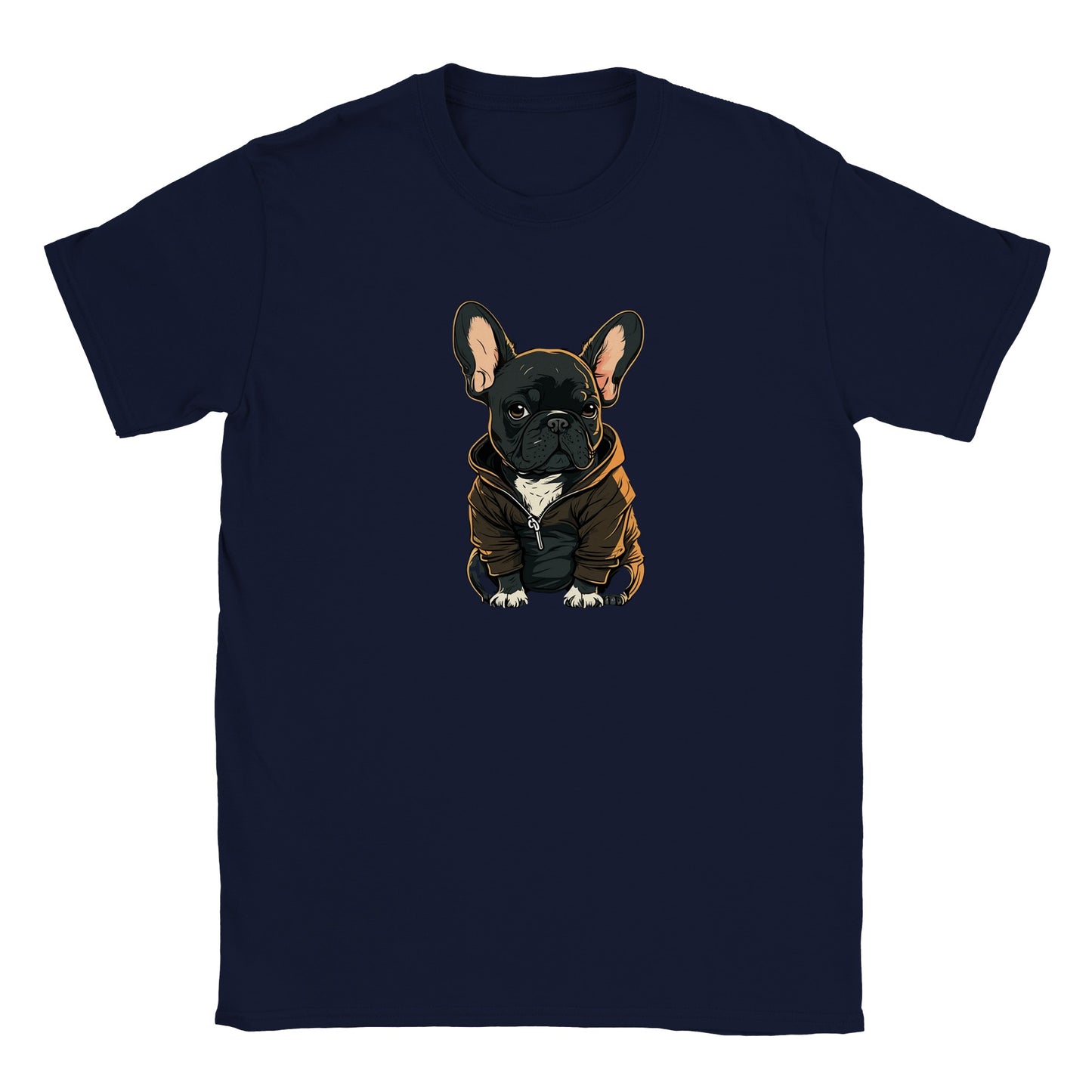 Hunde T-shirt - Fransk Bulldog Dark Hoodie Artwork - Klassisk Børne T-shirt