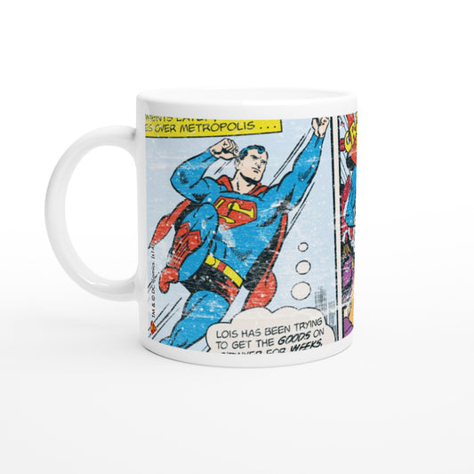 Offizielle DC Comics Tasse – Superman Distressed Strip – 330 ml weiße Tasse