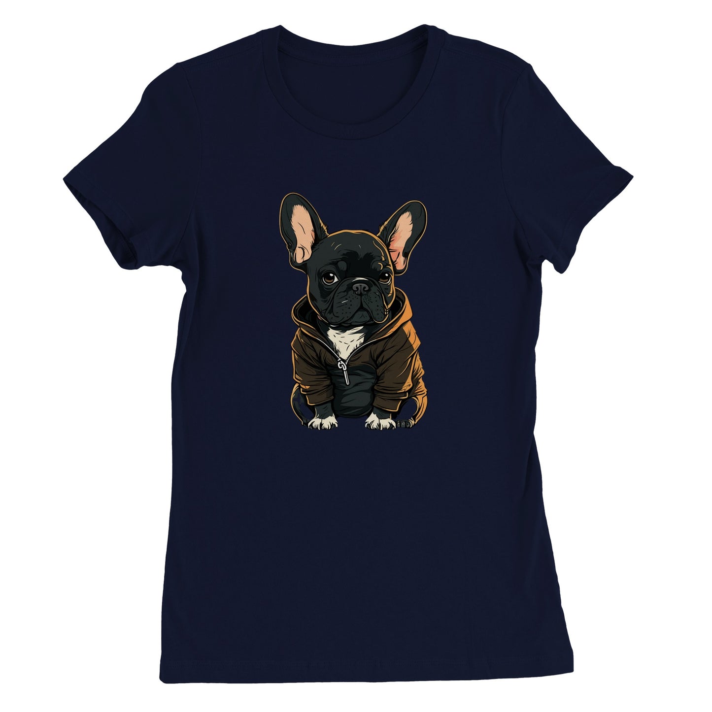 Hunde T-shirt - Fransk Bulldog Dark Hoodie Artwork - Premium Kvinde T-shirt