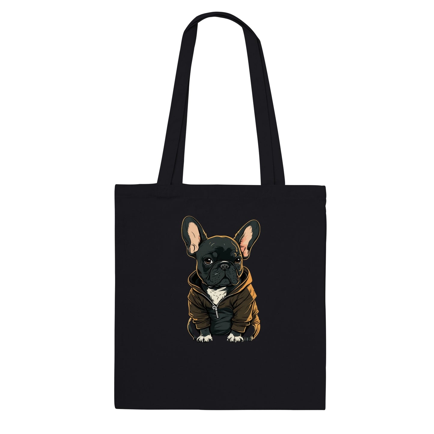 Einkaufstasche – Französische Bulldogge, dunkles Hoodie-Kunstwerk – klassische Einkaufstasche 