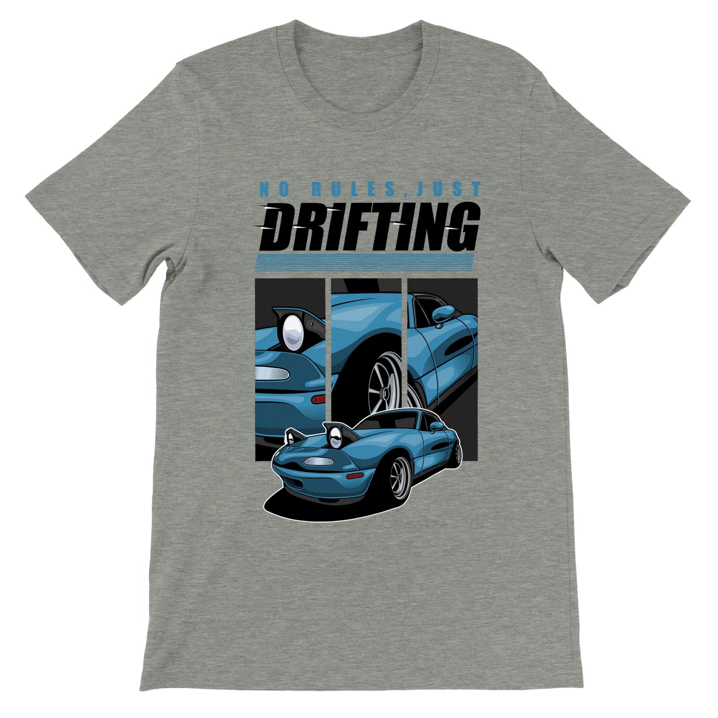 Car T-shirt - Retro Drifting No Rules Artwork - Premium Unisex T-shirt