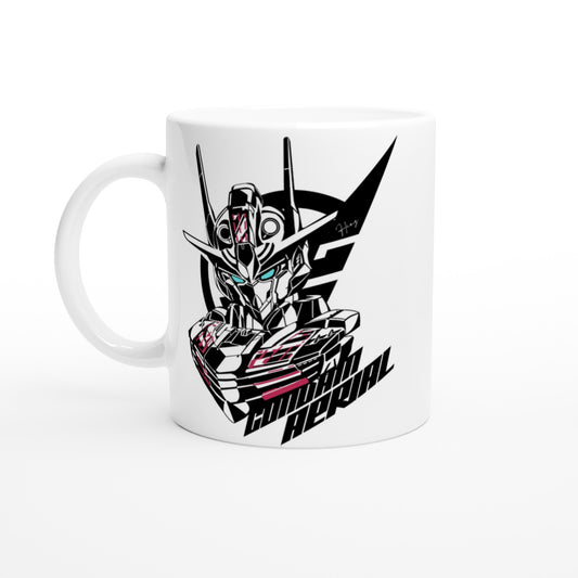 Gundam-Tasse – Gundam-Luftbild – weiße Keramik-Tasse, 330 ml 