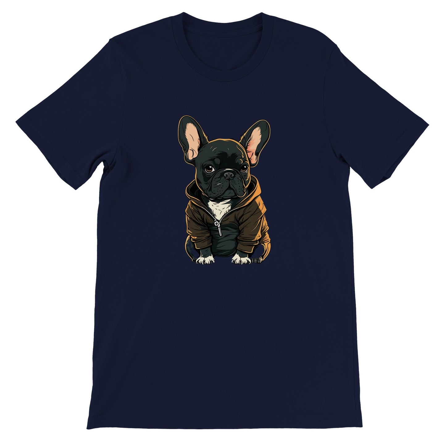 Dog T-Shirt - French Bulldog Dark Hoodie Artwork - Premium Unisex T-Shirt 