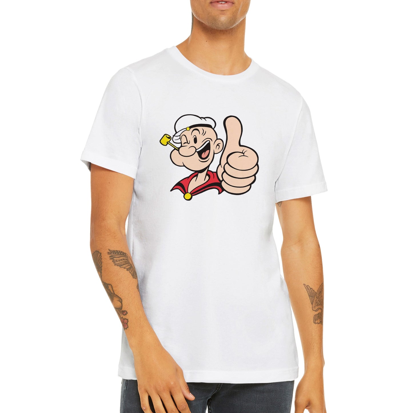 Popeye T-Shirt – Popeye Thumbs Up Artwork – Premium Unisex T-Shirt 