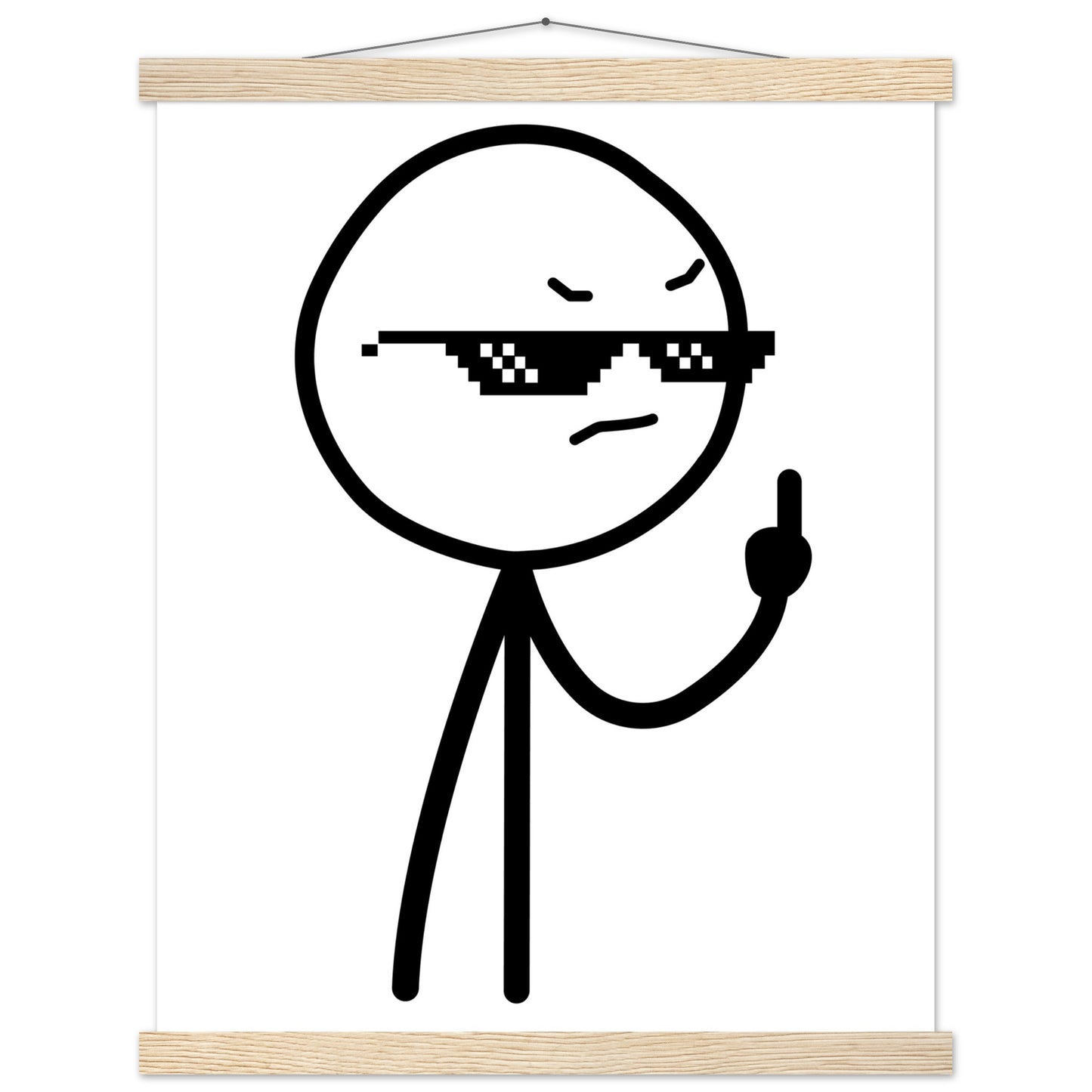 Sjove Plakater - Middlefinger Thug Artwork Drawing - Premium Mat Plakat Papir med Hanger