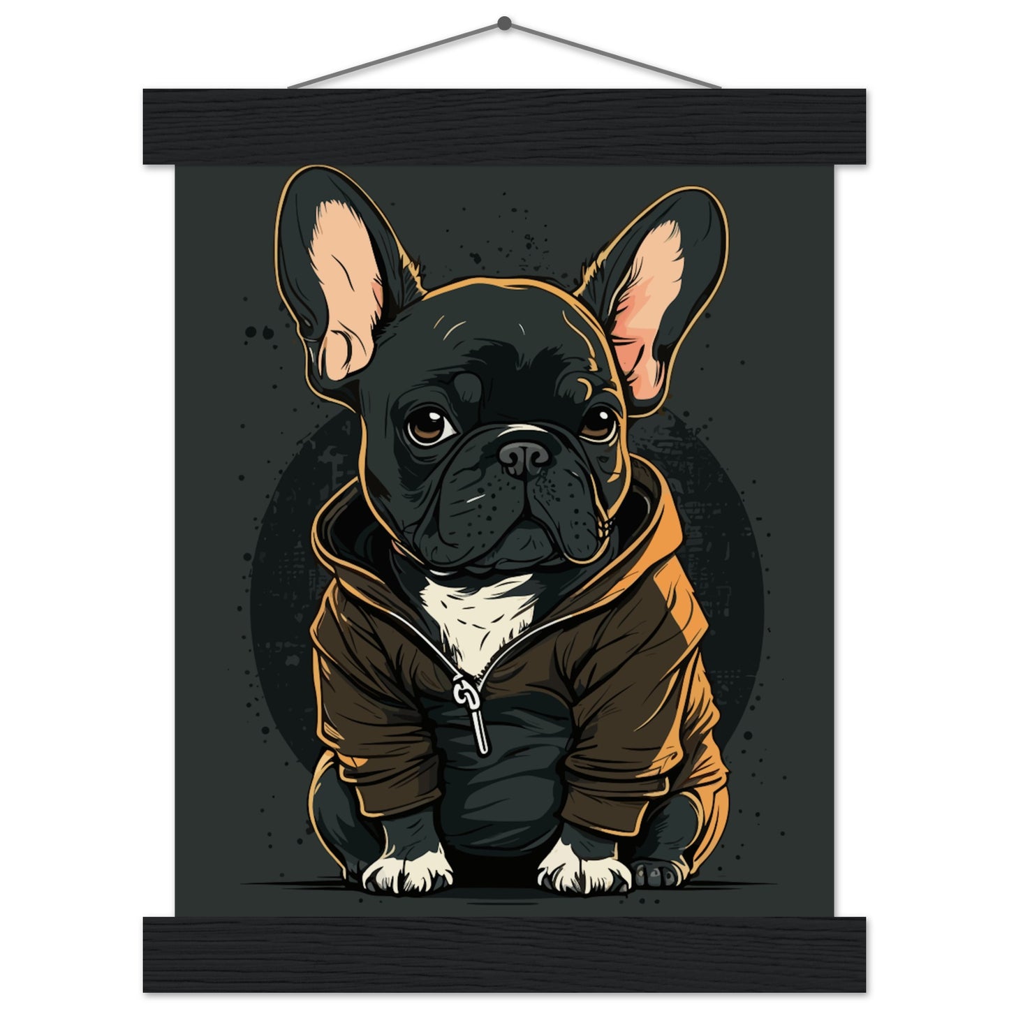 Poster - French Bulldog Dark Hoodie Artwork - Premium Matte Paper with Hanger 