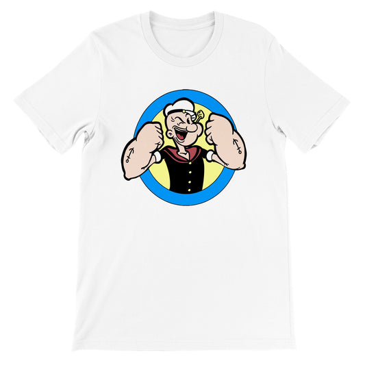 Popeye T-shirt - Popeye Strong Arms Artwork - Premium Unisex T-shirt