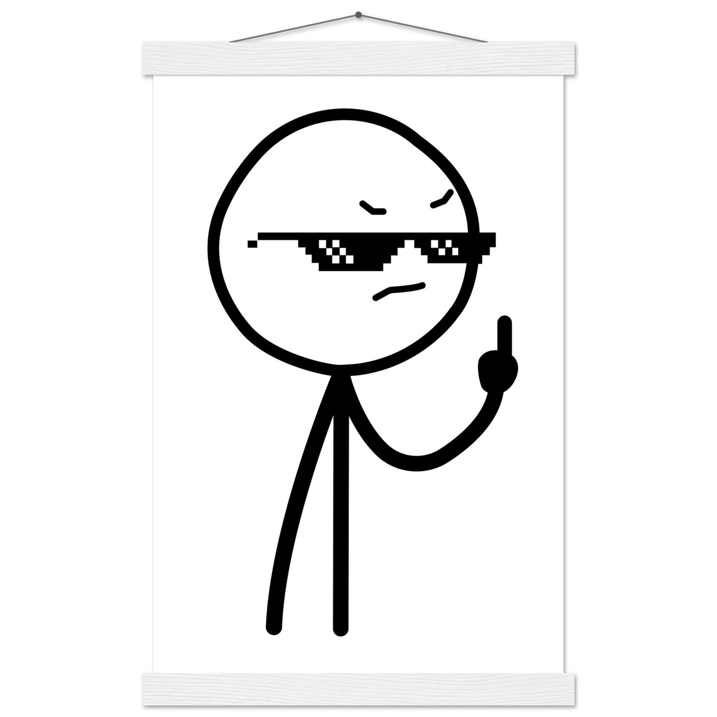 Sjove Plakater - Middlefinger Thug Artwork Drawing - Premium Mat Plakat Papir med Hanger