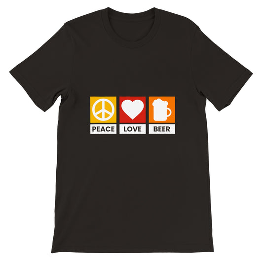 Lustige T-Shirts – Peace Love Beer – Premium Unisex T-Shirt 