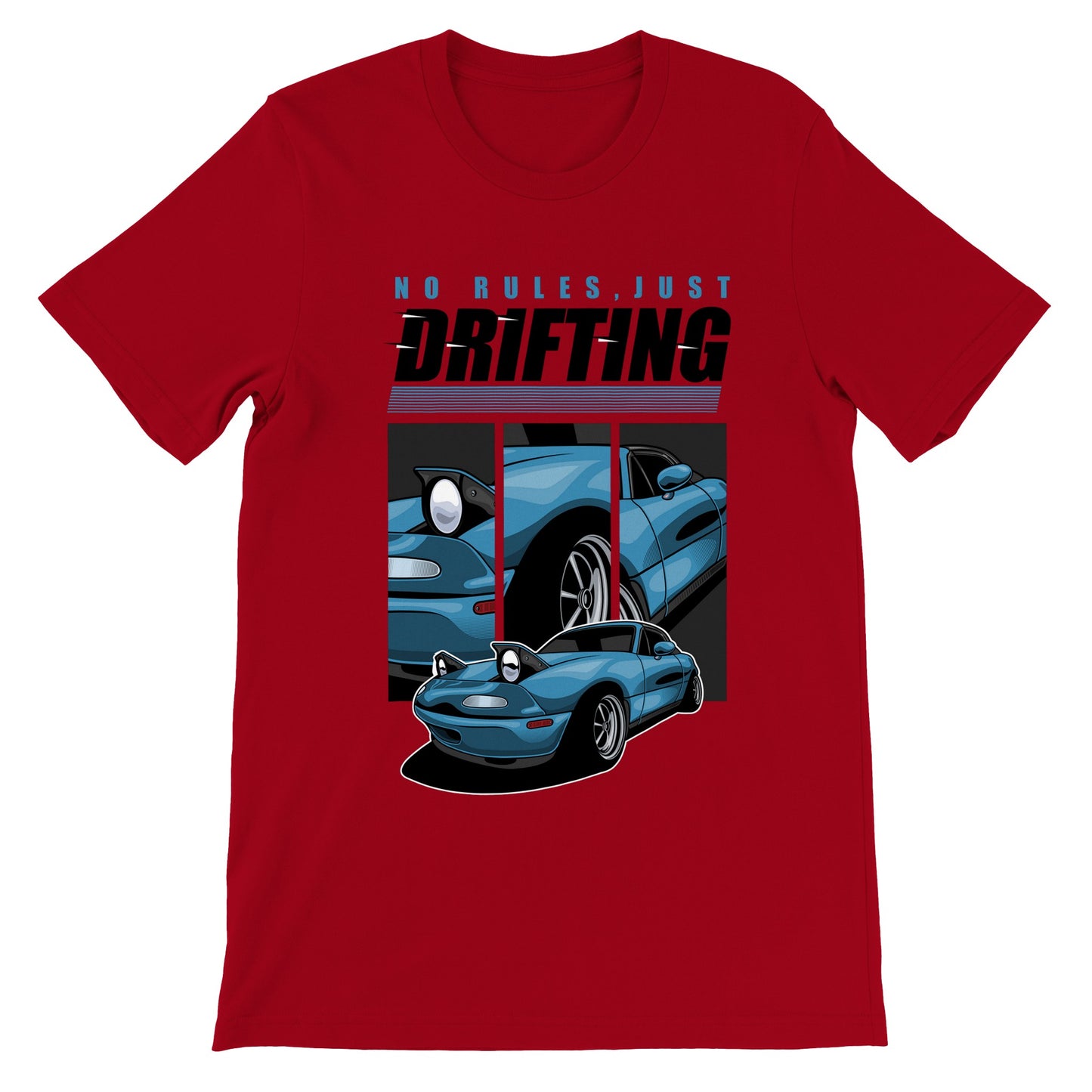 Auto-T-Shirt – Retro Drifting No Rules Artwork – Premium-Unisex-T-Shirt 