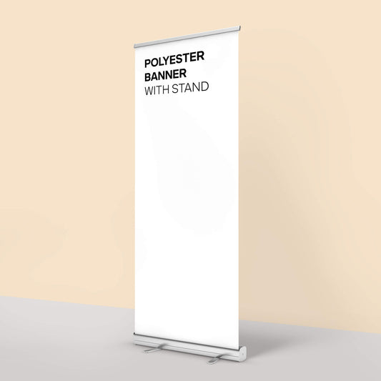 Hochwertiges Roll-up-Banner aus Polyester mit Ständer