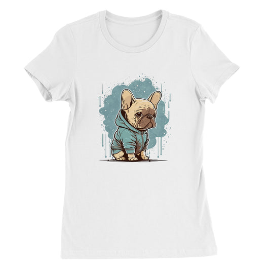 Kvinde T-shirt - Lys Fransk Bulldog Light Hoodie Artwork - Premium Kvinde T-shirt