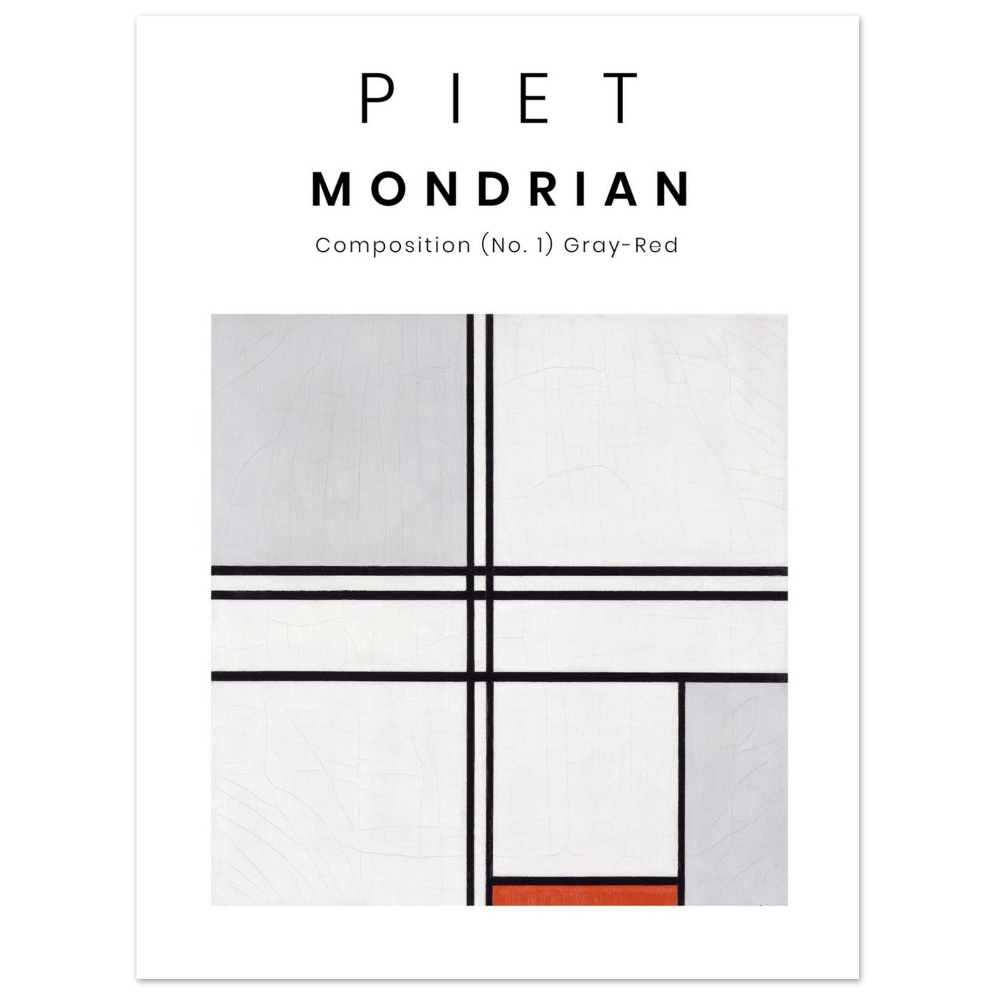 Plakat - Piet Mondrian - Grau-Rotes Gemälde (1935). Original vom Art Institute of Chicago. 