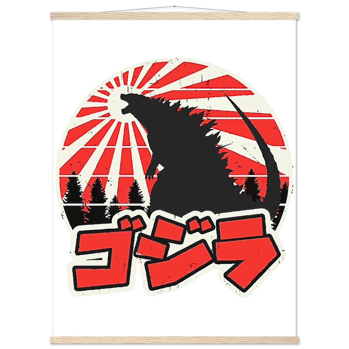 Filmplakat – Gojira – Godzilla Japan Artwork Platkat – Premium Matte Poster mit Aufhänger 