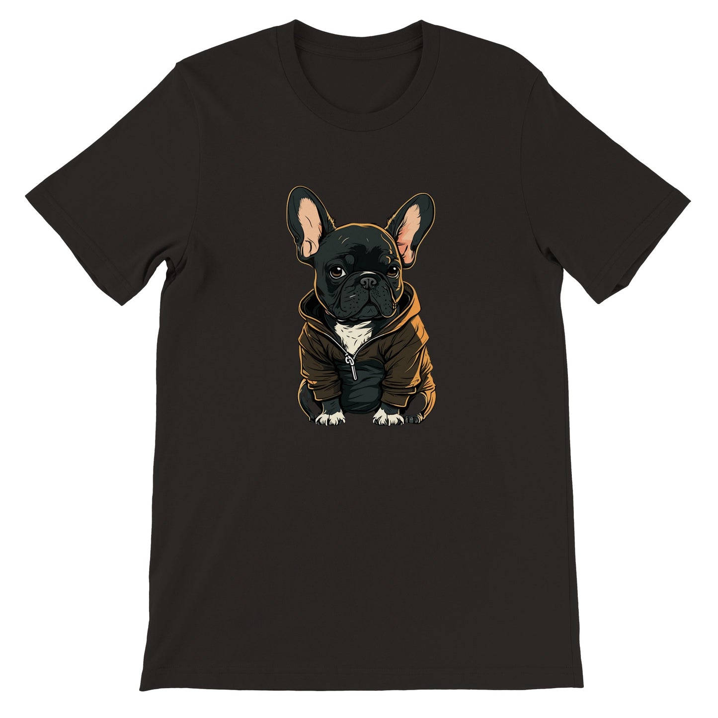 Hunde-T-Shirt – Französische Bulldogge, dunkles Hoodie-Kunstwerk – Premium-Unisex-T-Shirt