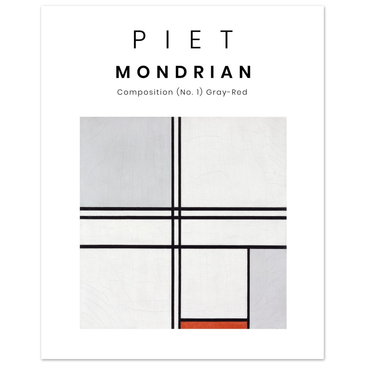 Plakat - Piet Mondrian - Grau-Rotes Gemälde (1935). Original vom Art Institute of Chicago. 